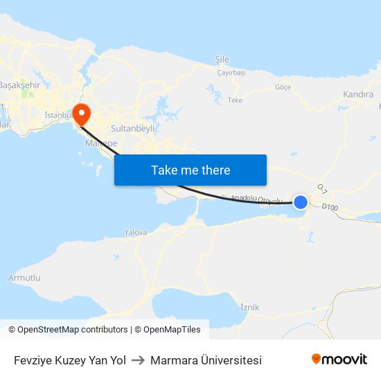 Fevziye Kuzey Yan Yol to Marmara Üniversitesi map