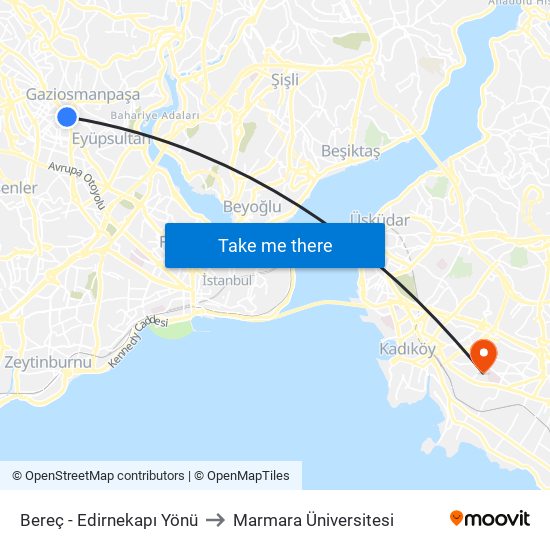 Bereç - Edirnekapı Yönü to Marmara Üniversitesi map