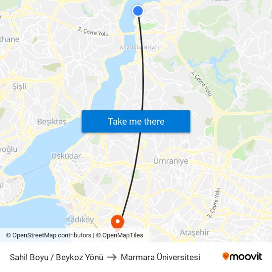 Sahil Boyu / Beykoz Yönü to Marmara Üniversitesi map