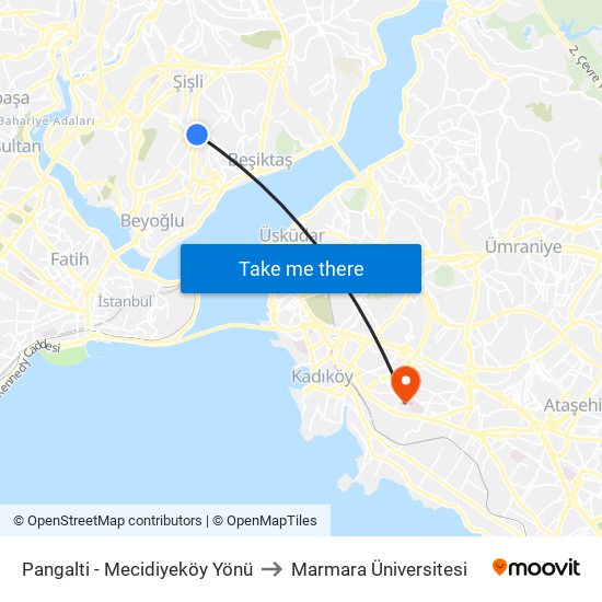 Pangalti - Mecidiyeköy Yönü to Marmara Üniversitesi map