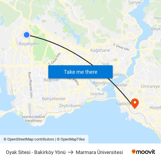 Oyak Sitesi - Bakirköy Yönü to Marmara Üniversitesi map