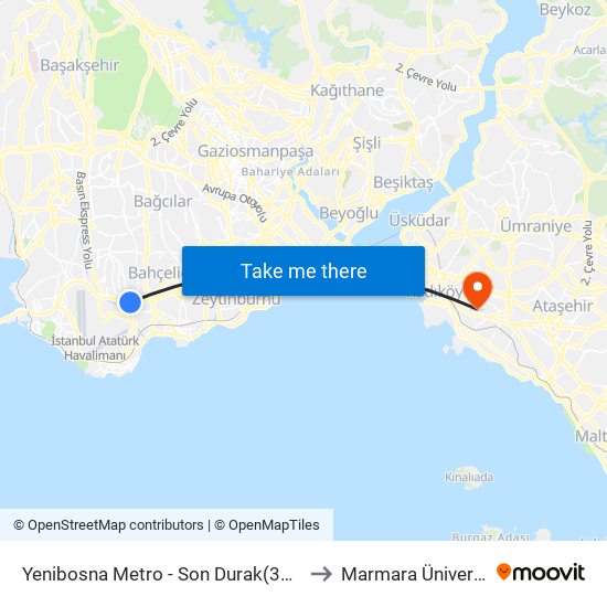 Yenibosna Metro - Son Durak(36cy) Yönü to Marmara Üniversitesi map