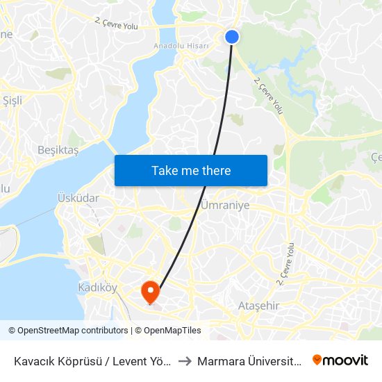 Kavacık Köprüsü / Levent Yönü to Marmara Üniversitesi map