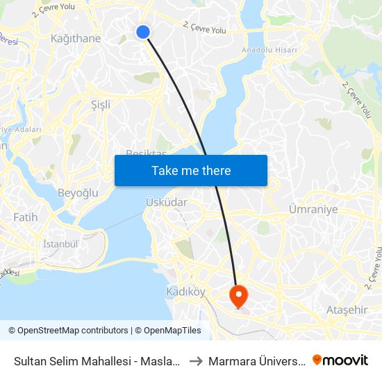 Sultan Selim Mahallesi - Maslak Yönü to Marmara Üniversitesi map