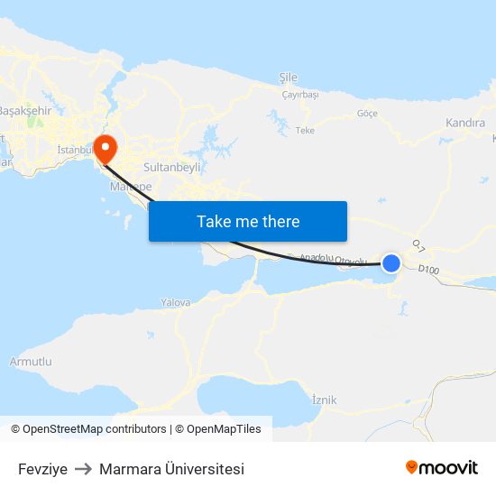 Fevziye to Marmara Üniversitesi map