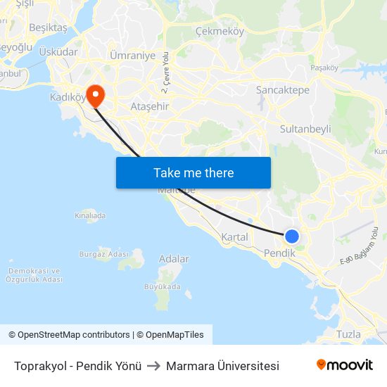 Toprakyol - Pendik Yönü to Marmara Üniversitesi map