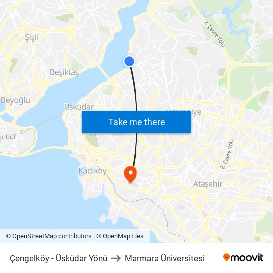 Çengelköy - Üsküdar Yönü to Marmara Üniversitesi map