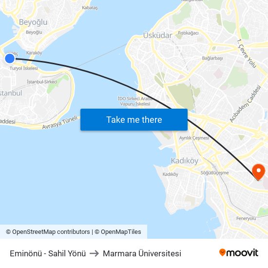 Eminönü - Sahil Yönü to Marmara Üniversitesi map