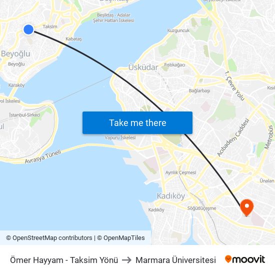 Ömer Hayyam - Taksim Yönü to Marmara Üniversitesi map