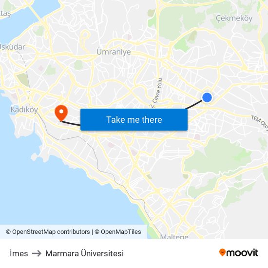 İmes to Marmara Üniversitesi map