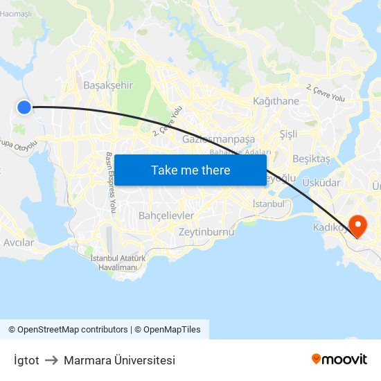 İgtot to Marmara Üniversitesi map