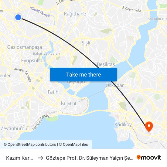 Kazım Karabekir to Göztepe Prof. Dr. Süleyman Yalçın Şehir Hastanesi map