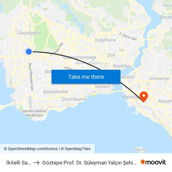 İkitelli Sanayi to Göztepe Prof. Dr. Süleyman Yalçın Şehir Hastanesi map