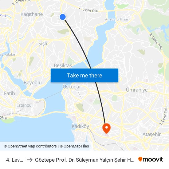 4. Levent to Göztepe Prof. Dr. Süleyman Yalçın Şehir Hastanesi map