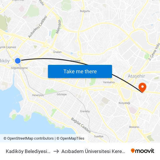 Kadiköy Belediyesi - Pendik Yönü to Acıbadem Üniversitesi Kerem Aydınlar Yerleşkesi map