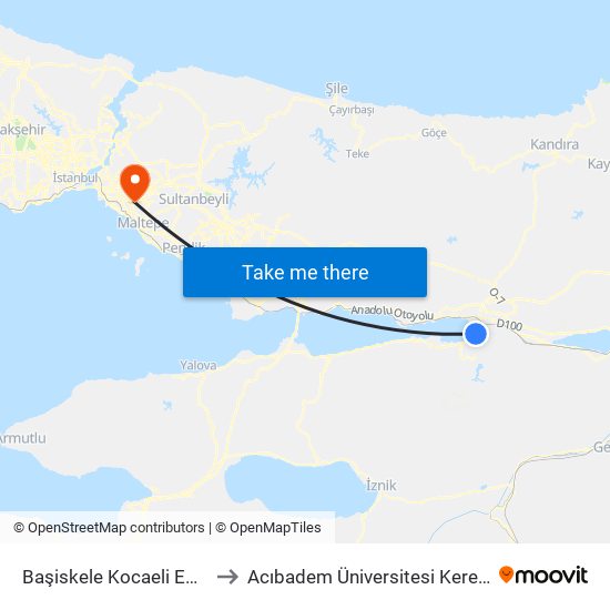 Başiskele Kocaeli Emniyet Müdürlüğü to Acıbadem Üniversitesi Kerem Aydınlar Yerleşkesi map