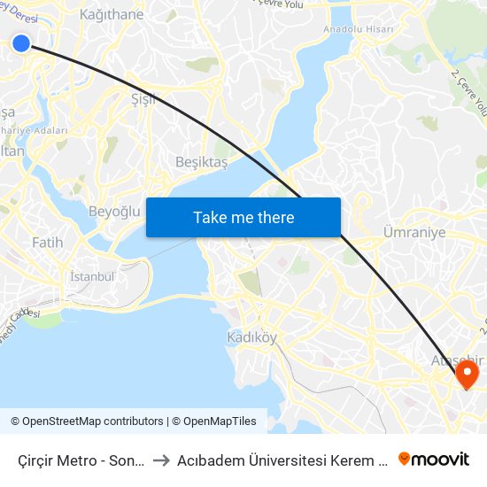 Çirçir Metro - Son Durak Yönü to Acıbadem Üniversitesi Kerem Aydınlar Yerleşkesi map