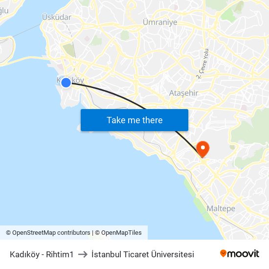 Kadıköy - Rihtim1 to İstanbul Ticaret Üniversitesi map