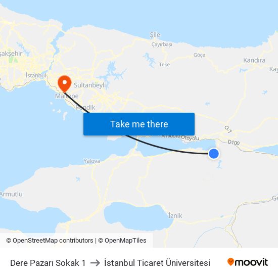 Dere Pazarı Sokak 1 to İstanbul Ticaret Üniversitesi map