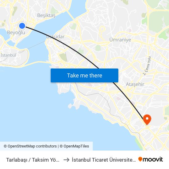 Tarlabaşı / Taksim Yönü to İstanbul Ticaret Üniversitesi map