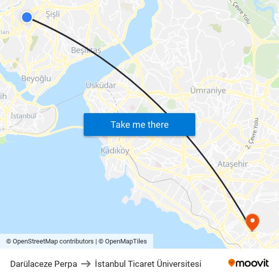 Darülaceze Perpa to İstanbul Ticaret Üniversitesi map