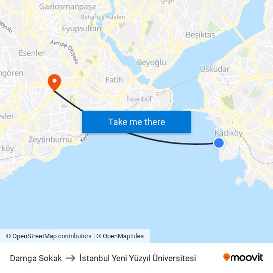 Damga Sokak to İstanbul Yeni Yüzyıl Üniversitesi map