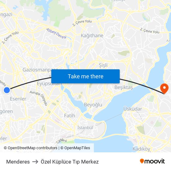 Menderes to Özel Küplüce Tıp Merkez map