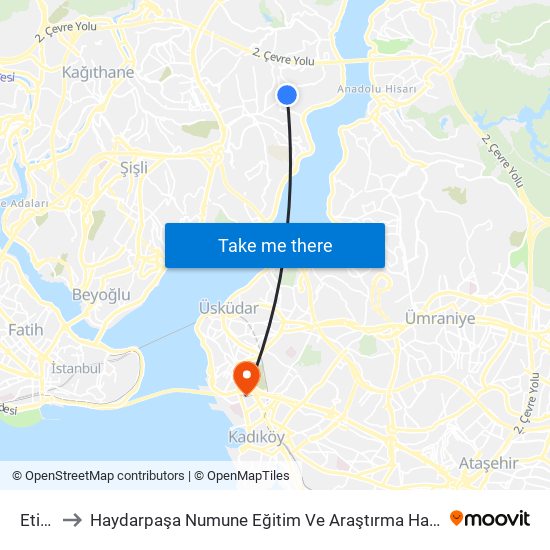 Etiler to Haydarpaşa Numune Eğitim Ve Araştırma Hastanesi map