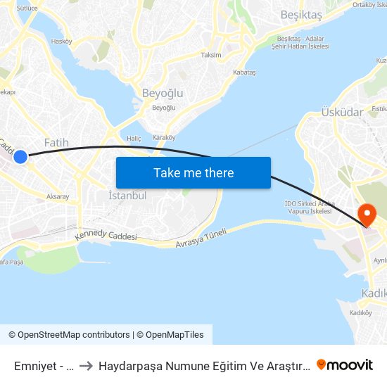 Emniyet - Fatih to Haydarpaşa Numune Eğitim Ve Araştırma Hastanesi map