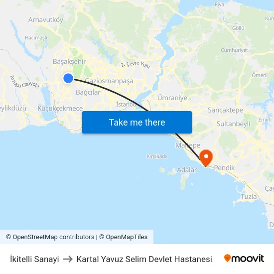 İkitelli Sanayi to Kartal Yavuz Selim Devlet Hastanesi map