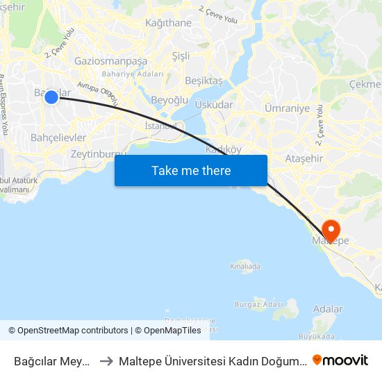 Bağcılar Meydan (M1b) to Maltepe Üniversitesi Kadın Doğum Ve Çocuk Hastanesi map