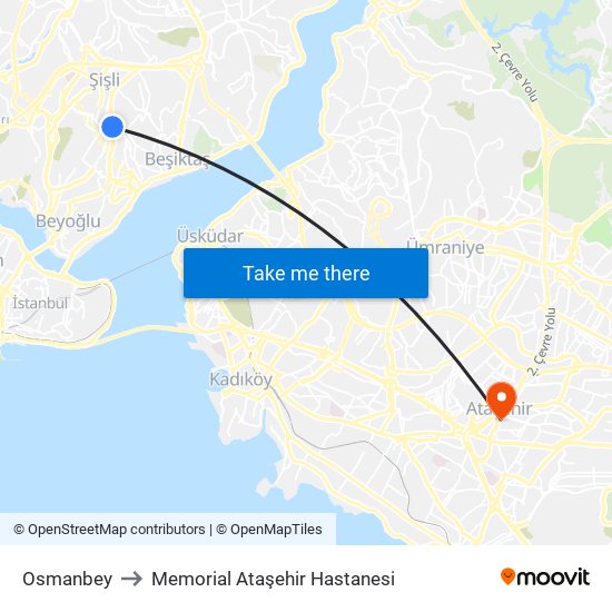 Osmanbey to Memorial Ataşehir Hastanesi map