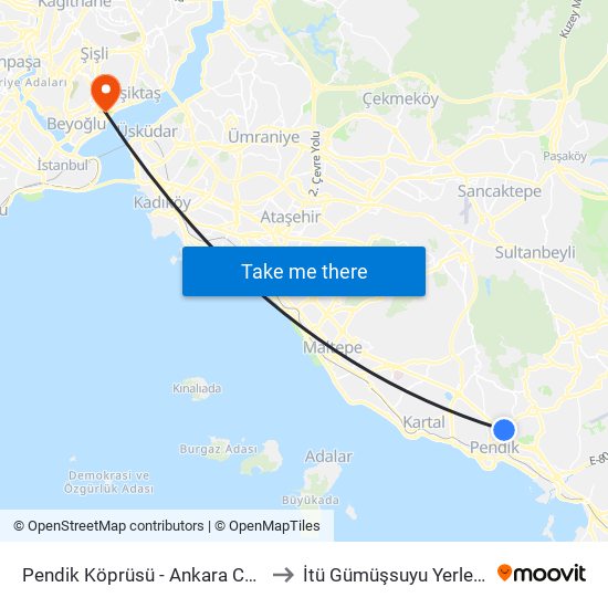Pendik Köprüsü  - Ankara Cd Yönü to İtü Gümüşsuyu Yerleşkesi map