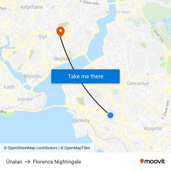 Ünalan to Florence Nightingale map