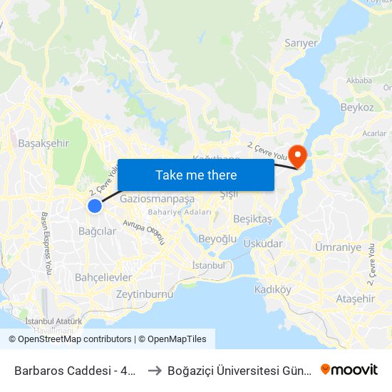 Barbaros Caddesi - 42 Evler Yönü to Boğaziçi Üniversitesi Güney Yerleşkesi map
