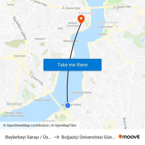 Beylerbeyi Sarayı / Üsküdar Yönü to Boğaziçi Üniversitesi Güney Yerleşkesi map