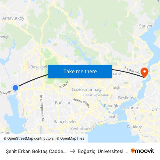 Şehit Erkan Göktaş Caddesi - Arnavutköy Yönü to Boğaziçi Üniversitesi Güney Yerleşkesi map