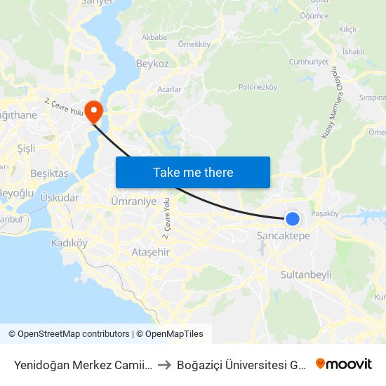 Yenidoğan Merkez Camii - Kadiköy Yönü to Boğaziçi Üniversitesi Güney Yerleşkesi map
