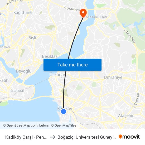 Kadiköy Çarşi - Pendik Yönü to Boğaziçi Üniversitesi Güney Yerleşkesi map