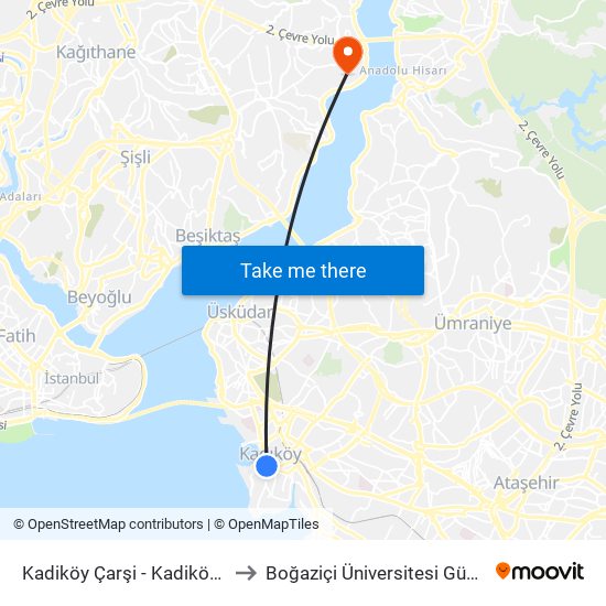 Kadiköy Çarşi - Kadiköy Peron Yönü to Boğaziçi Üniversitesi Güney Yerleşkesi map
