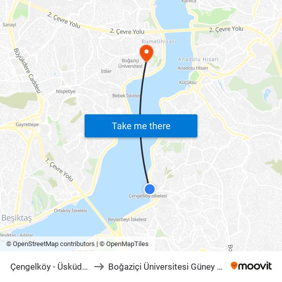 Çengelköy - Üsküdar Yönü to Boğaziçi Üniversitesi Güney Yerleşkesi map