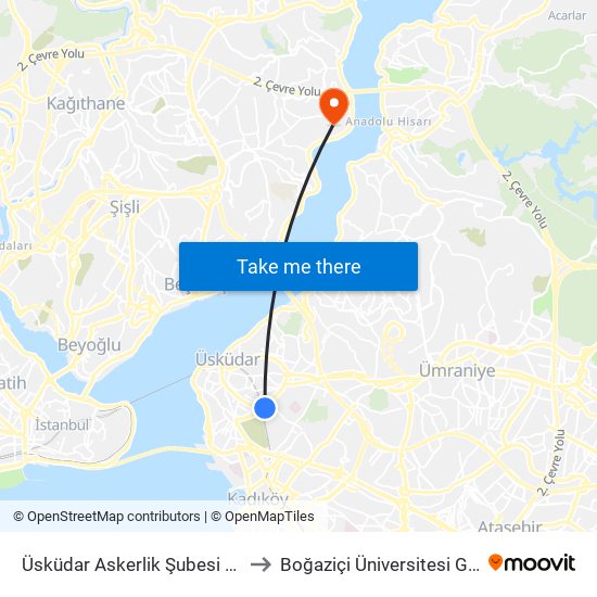 Üsküdar Askerlik Şubesi - Baglarbasi Yönü to Boğaziçi Üniversitesi Güney Yerleşkesi map