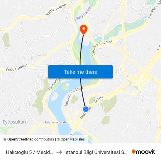 Halıcıoğlu 5 / Mecidiyeköy Yönü to İstanbul Bilgi Üniversitesi Santral Kampüsü map