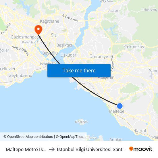 Maltepe Metro İstasyonu to İstanbul Bilgi Üniversitesi Santral Kampüsü map