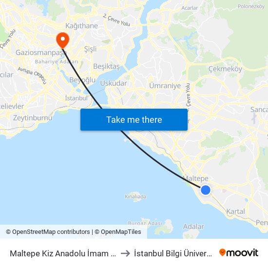 Maltepe Kiz Anadolu İmam Hatip Lisesi - Pendik 17 Yönü to İstanbul Bilgi Üniversitesi Santral Kampüsü map