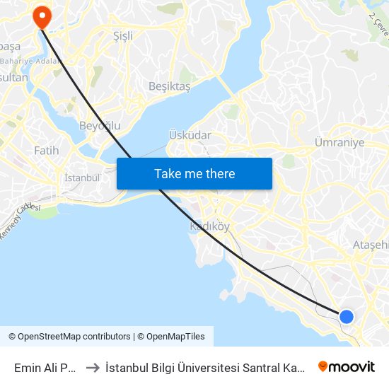 Emin Ali Paşa to İstanbul Bilgi Üniversitesi Santral Kampüsü map