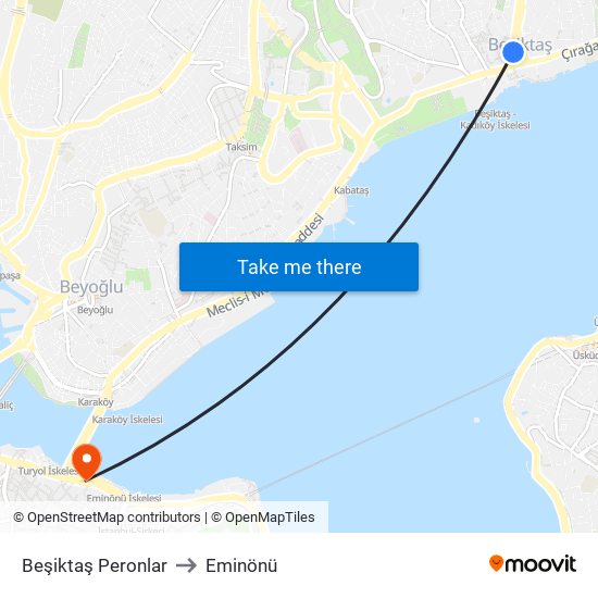 Beşiktaş Peronlar to Eminönü map