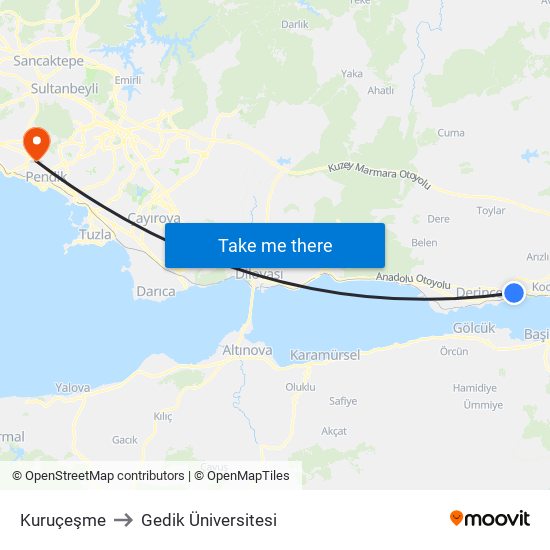 Kuruçeşme to Gedik Üniversitesi map