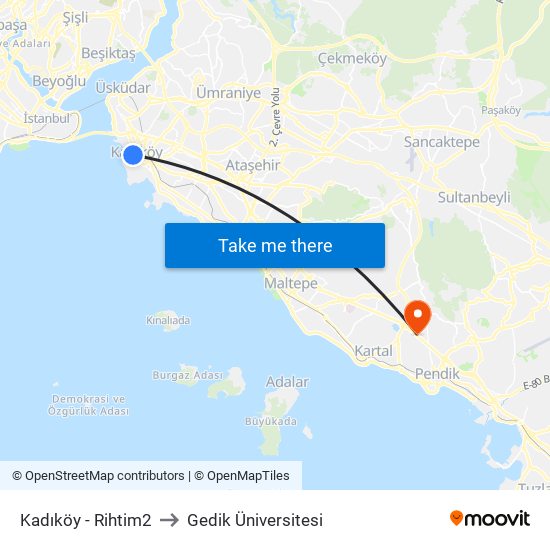 Kadıköy - Rihtim2 to Gedik Üniversitesi map