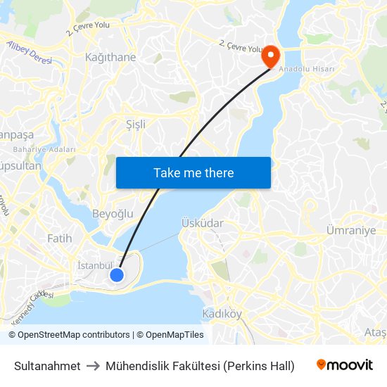 Sultanahmet to Mühendislik Fakültesi (Perkins Hall) map